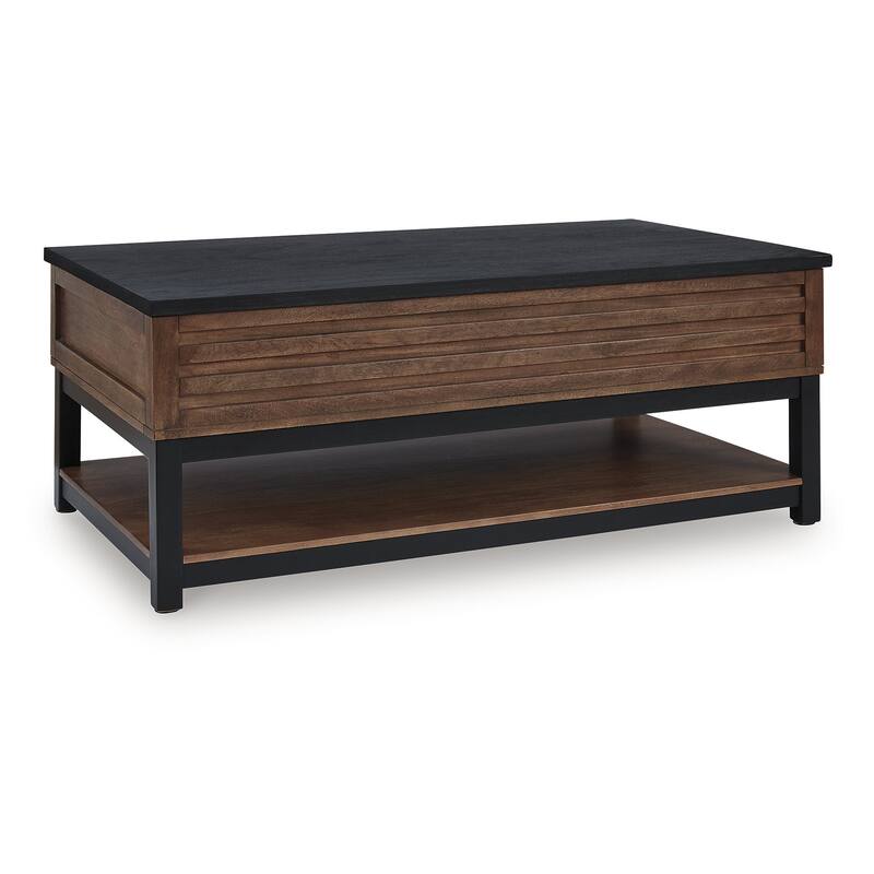 Signature Design by Ashley Kallari Black/Brown Lift-Top Coffee Table - 47.75" W x 26.25" D x 19.63" H