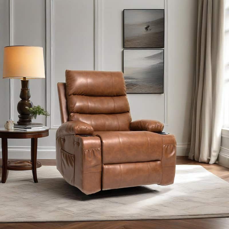 21"W Large Size Electric Power Lift Recliner,8 Point Vibration Massage And Lumber Heat,Remote Control,Side Pockets,Cup Holders
