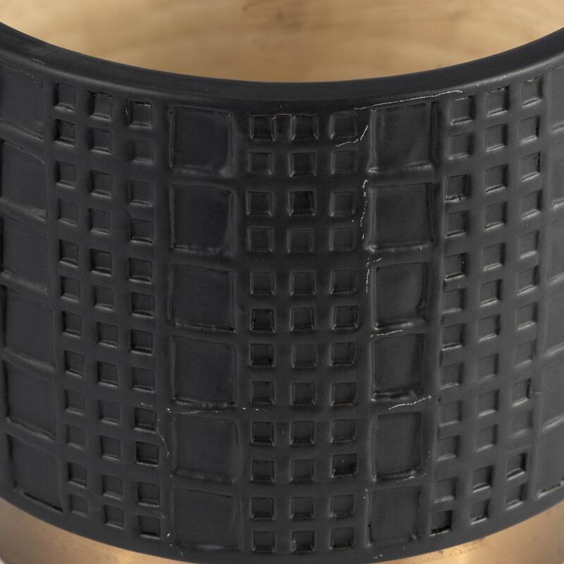 Ceramic Raised Mesh Planter Set of 2 - Black, 6/8 in.