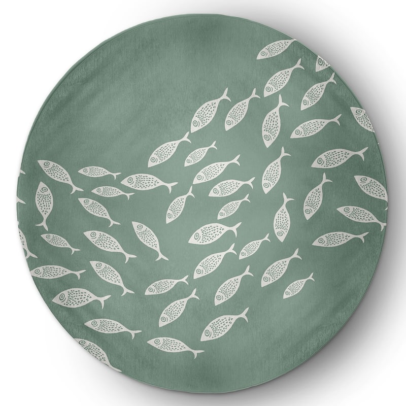Escuela Nautical Indoor/Outdoor Rug - Sage - 5' Round