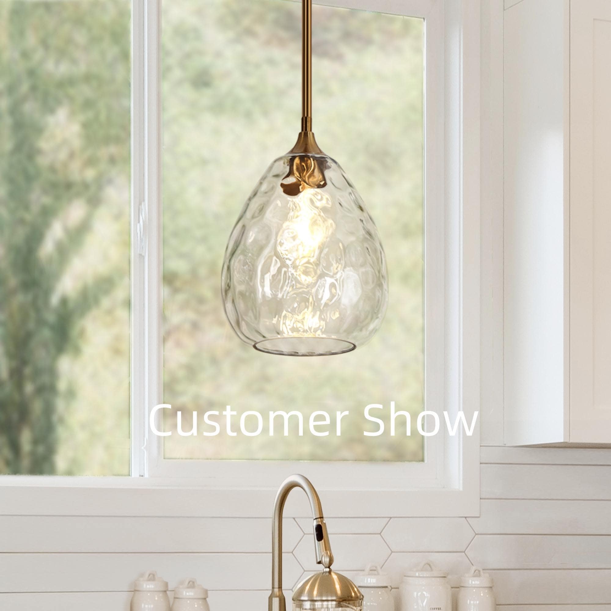 Modern 1 Light Teardrop Gold Pendant Light for Kitchen Island with Textured Glass Shade D7.8 x H72.2 Max Brass