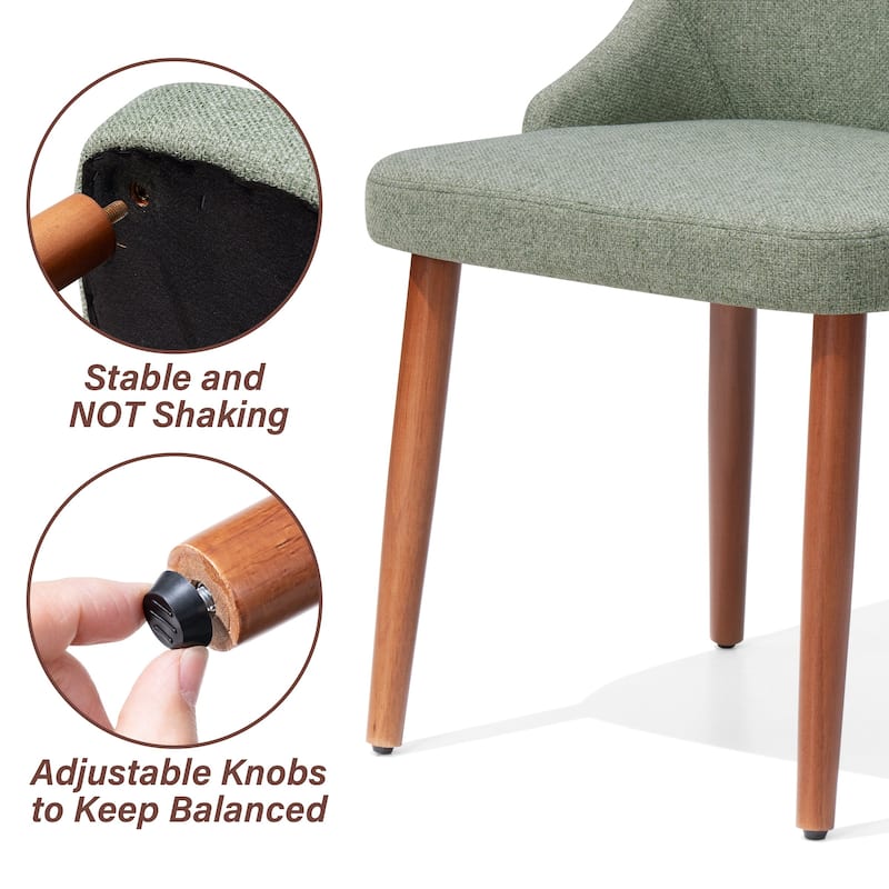 Modern Dining Chair Upholstered Accent Chairs with Solid Wood Legs