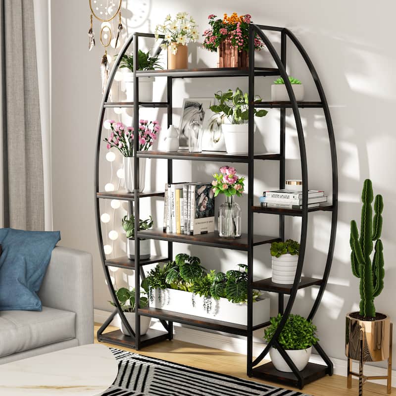 Large Ladder Plant Stand Half-Moon Shaped 8 Tier Plant Shelf