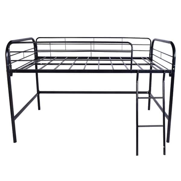 slide 2 of 6, Twin Metal Loft Bed with Guardrails - Safe & Durable for Kids