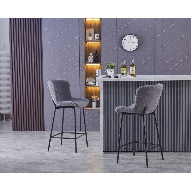 Porthos Home Miro Fabric Counter Height Bar Stools with Steel Legs, Set of 2