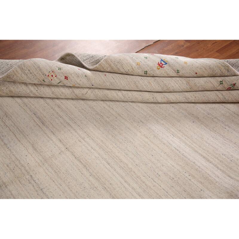 Striped Gabbeh Oriental Area Rug Hand-Knotted Wool Carpet - 8'6" x 11'7"