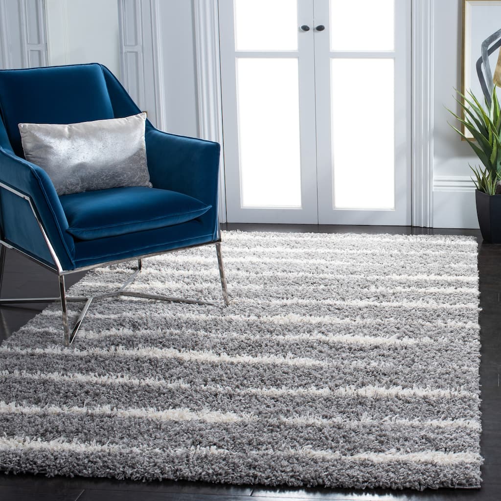 SAFAVIEH Venus Shag Moeidur 1.75-inch Thick Rug - Grey/Ivory - 5' 3" x 7' 6"