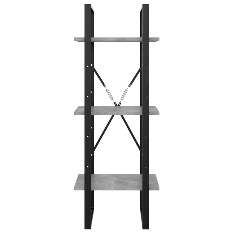 vidaXL 3-Tier Book Cabinet Concrete Gray 15.7"x11.8"x41.3" Engineered Wood - 15.7" x 11.8" x 41.3"