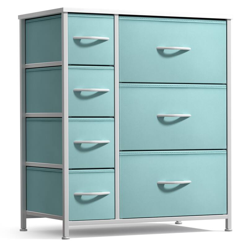 Dresser w/ 7 Drawers, Furniture Storage & Chest Tower for Bedroom - Aqua