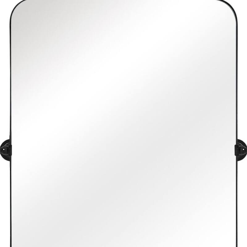 HomeRoots 32" Black Aluminum Tilting Adjustable Framed Accent Mirror - 23.00 in. x 32.00 in. x 0.98 in.