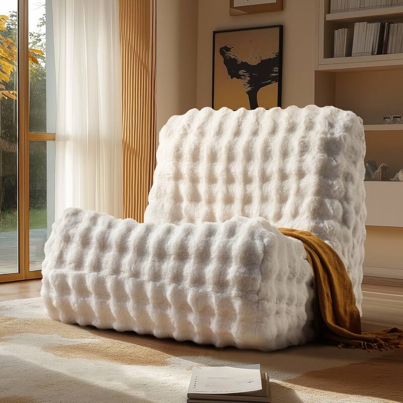 OVIOS Luxury Plush Bean Bag Ultra-Soft Chair - White