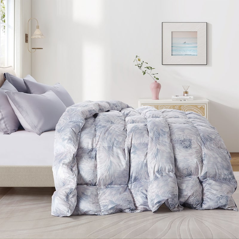 All Season luxurious Silk Covered 93% White Goose Down Comforter