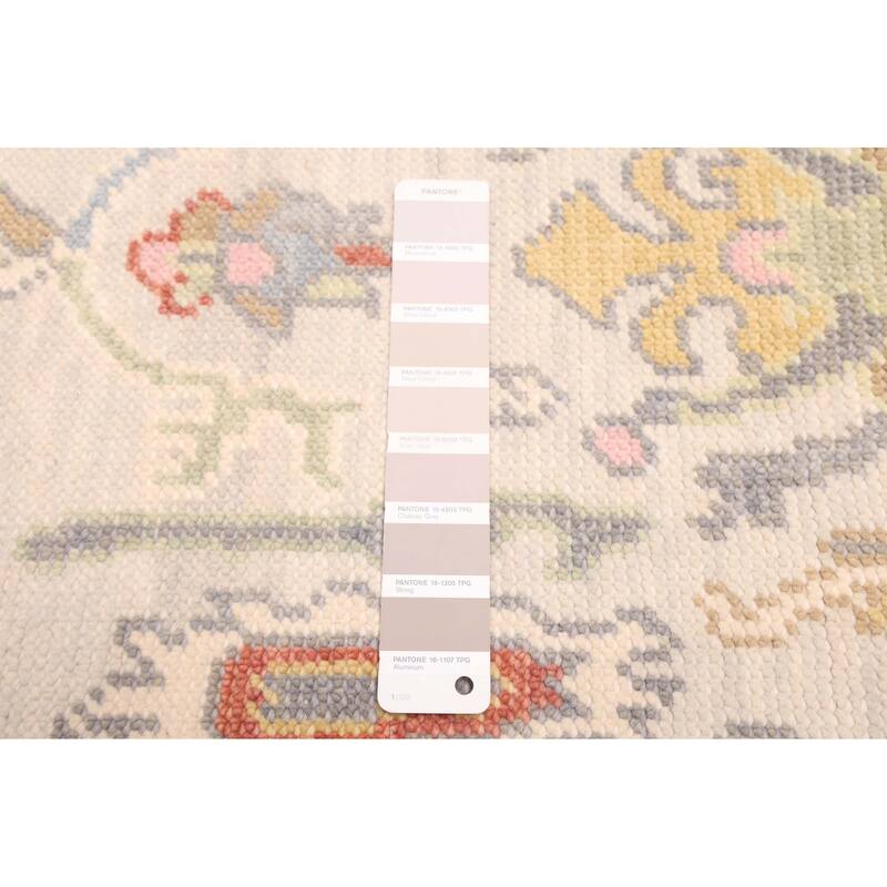 ECARPETGALLERY Hand-knotted Modern Oushak Light Grey Wool Rug - 2'8 x 7'11