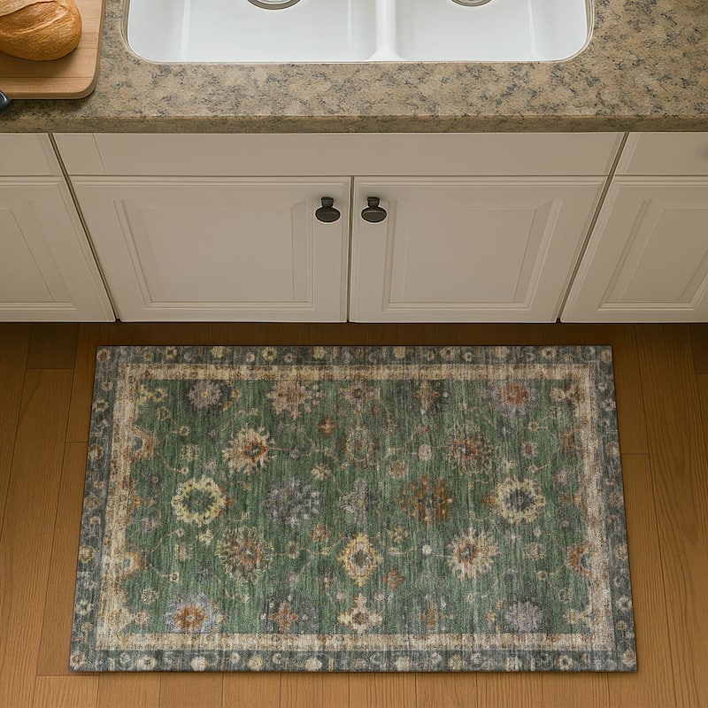 Premium Washable Super Soft Classic Traditional Mayfield Rug - Fern - 1'8" x 2'6"