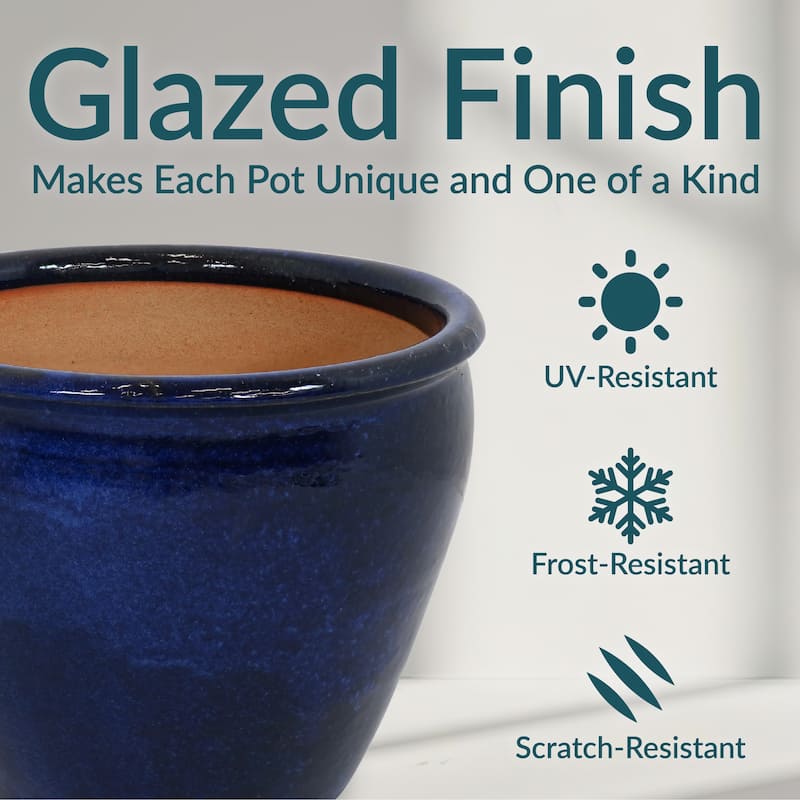 Sunnydaze Chalet Ceramic Indoor/Outdoor Planter - 15-Inch - 15"