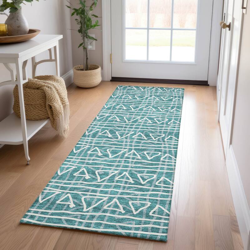 Machine Washable Indoor/ Outdoor Chantille Boho Morrocan Rug