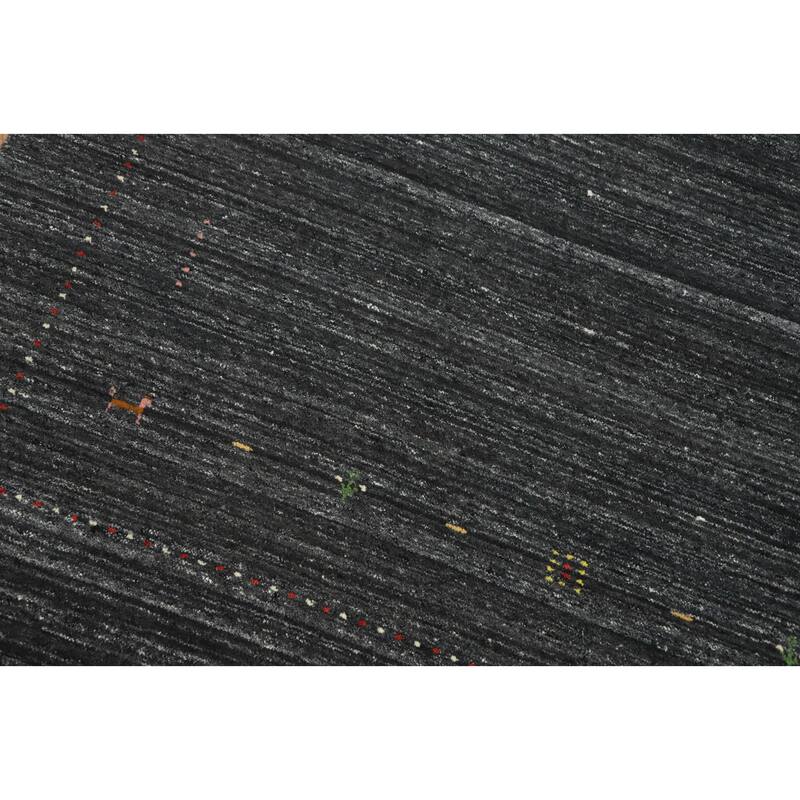 Hand Knotted Oriental 100% Wool Carpet Tribal Animal Pictorial Greys & Charcoal Gabbeh Area Rug - 7' 6'' X 5' 3''