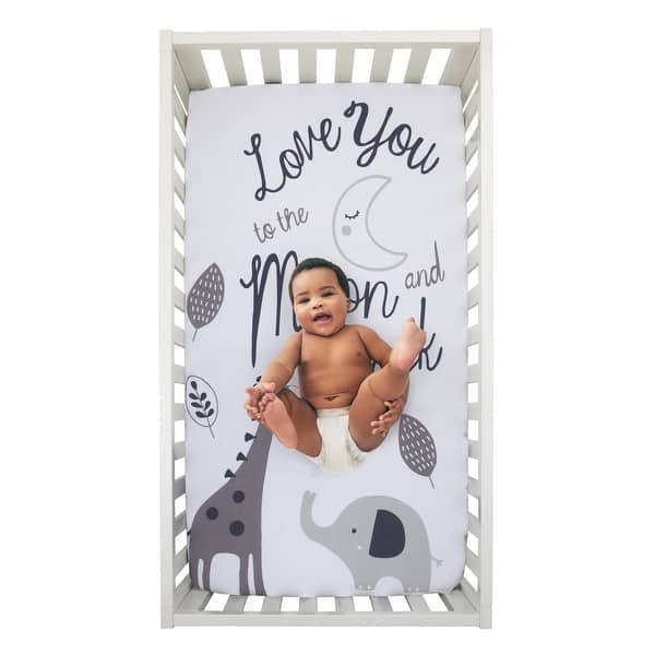 slide 2 of 2, NoJo Love You To The Moon Fitted Crib Sheet