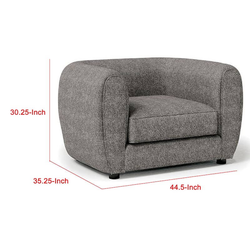 Dly Sofa Chair, Charcoal Gray Boucle, Black Wood, Tuxedo-Inspired Design