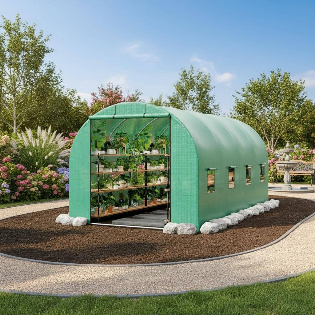 Large Walk in Outdoor Greenhouse, with Roll-Door