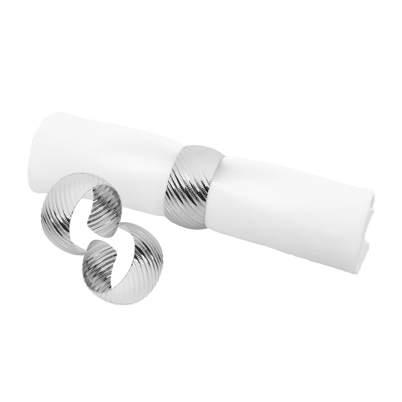 Set of 6 Silver Napkin Rings - 2.5" - 2.5" - Set of 6