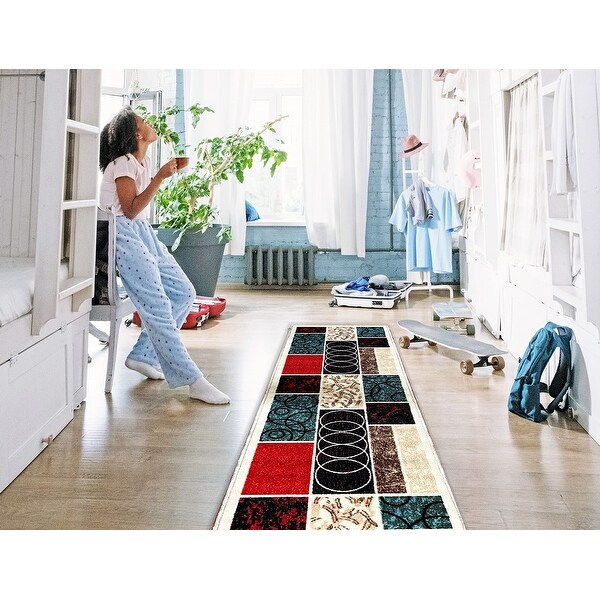 Gloria Modern Design Non Slip Rubber Back Kitchen and Hallway Rug