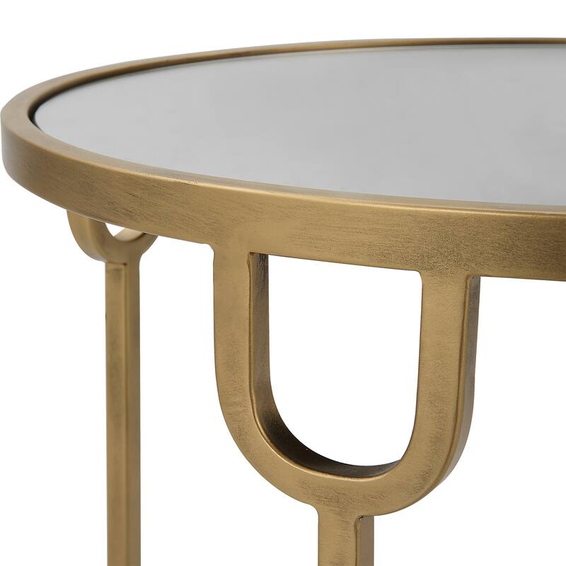 Porch & Den Antique Gold Iron and Glass Round Side Table