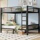 preview thumbnail 12 of 30, Metal Bunk Bed with Ladder and Metal Slats Support, Storage Underneath, Heavy Bunk Beds, Black Bed Frame, No Box Spring Needed