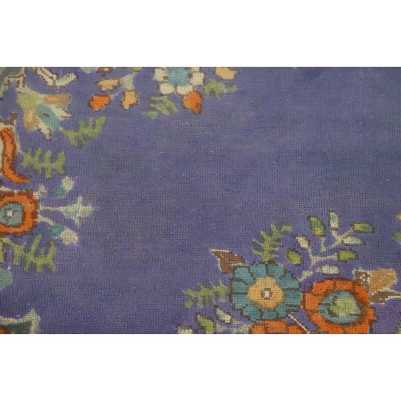 Hand Knotted Oriental 100% Wool Carpet Traditional Floral Purples Tabriz Area Rug - 11' 0'' X 8' 2''