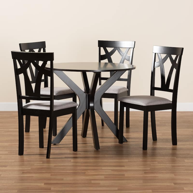 Luise Modern and Contemporary 5-Piece Wood Dining Set-Grey/Dark Brown