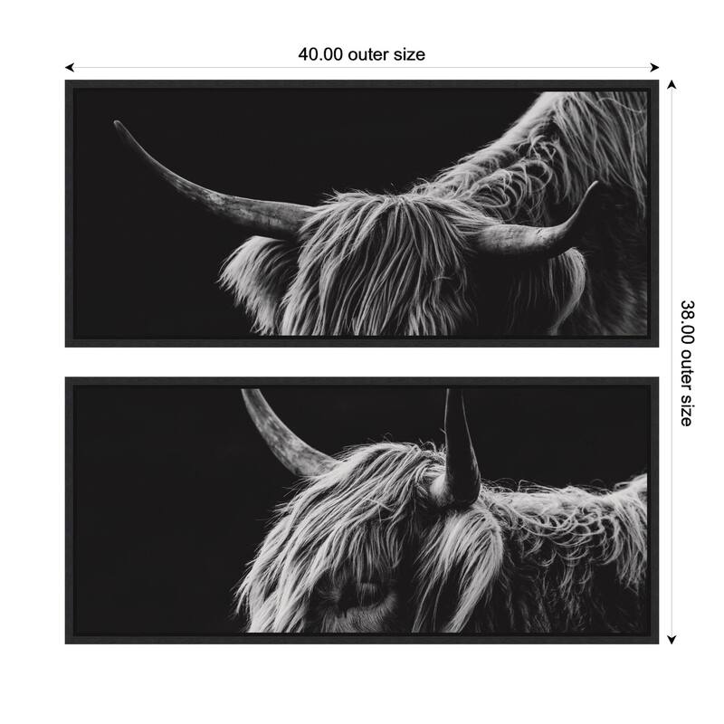 Kate and Laurel Scottish Highland Panel 2 Piece Framed Canvas Wall Art Set by Crystal Lynn Collins