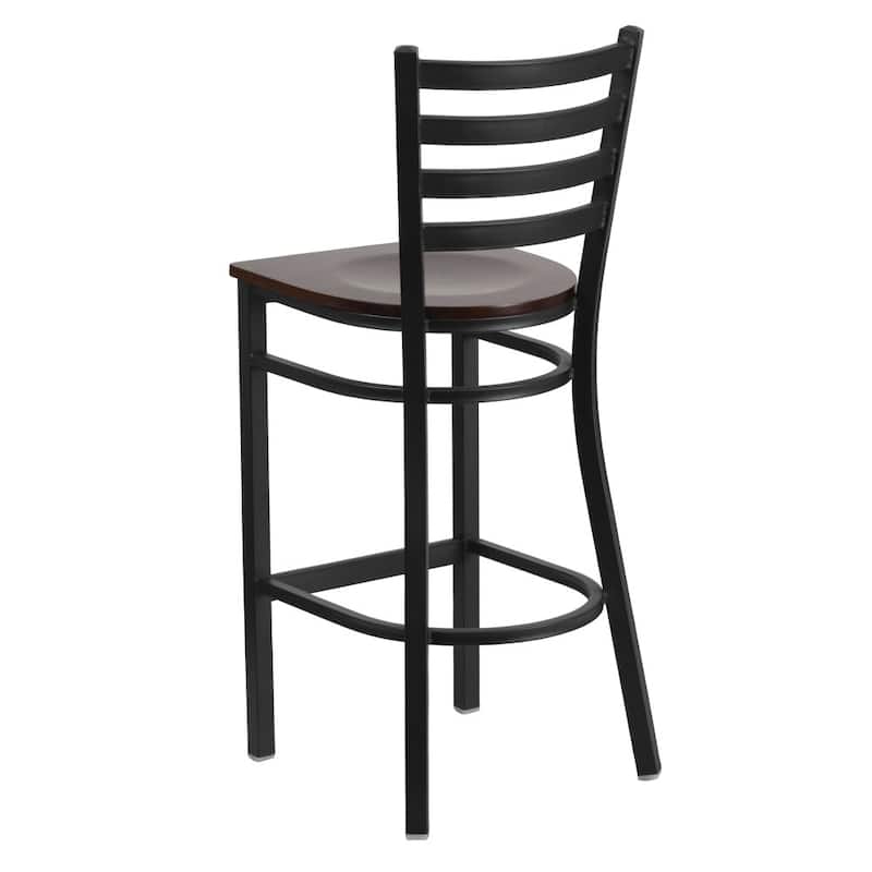 Ladder Back Metal Restaurant Barstool - 17"W x 18"D x 42.25"H