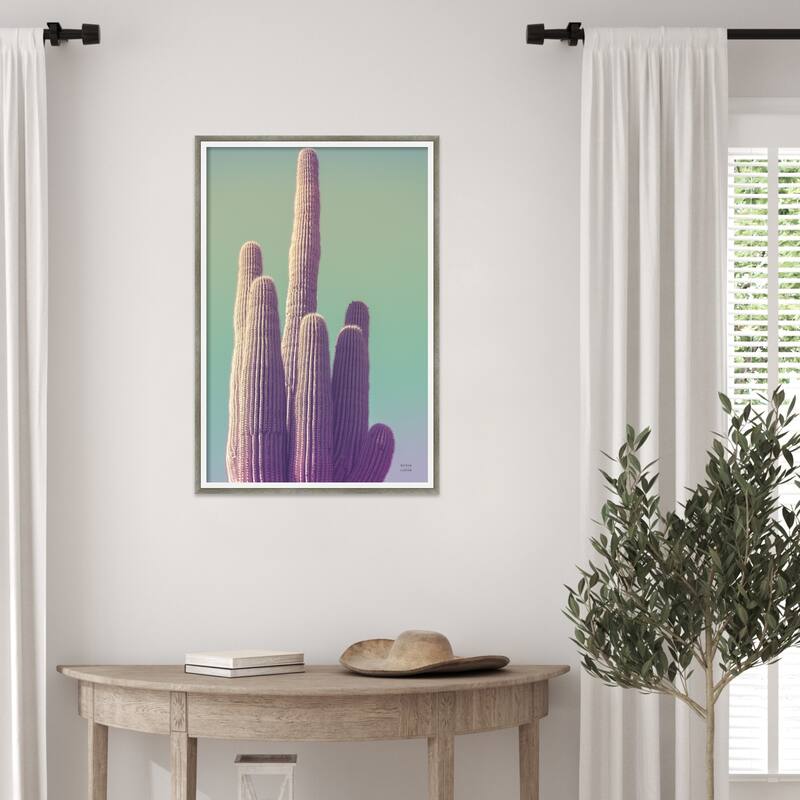 Saguaro Green Pastel by Nathan Larson Wood Framed Wall Art Print