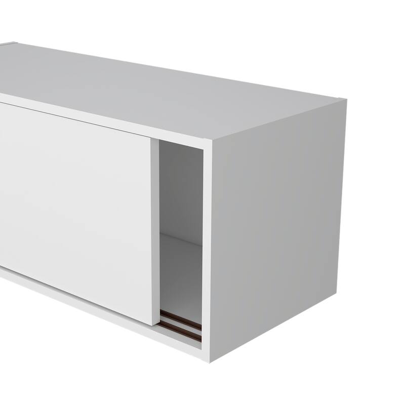GDFStudio - Morgan Sleek Modern Floating Cabinet with Sliding Door for Efficient Office Storage