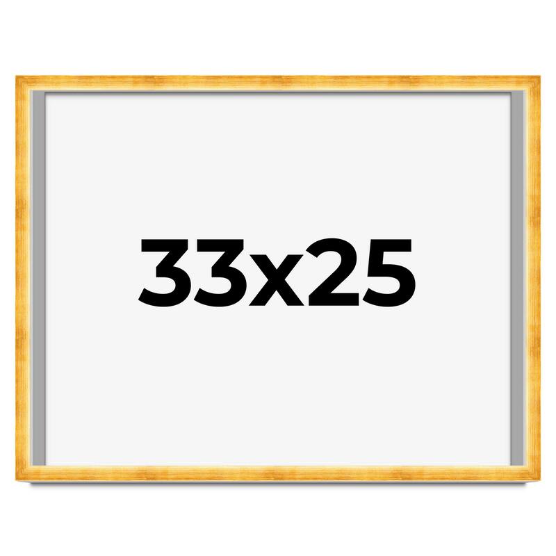 33x25 Shadow Box Frame Gold | 1.625 Inches Deep Real Wood Traditional