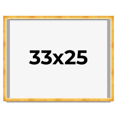 33x25 Shadow Box Frame Gold | 1.625 Inches Deep Real Wood Traditional