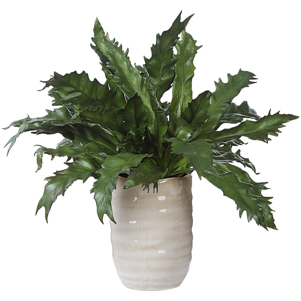 Uttermost 60229 Verdure Fern 16-1/4" Tall Ceramic Faux Flora Planter - Tan