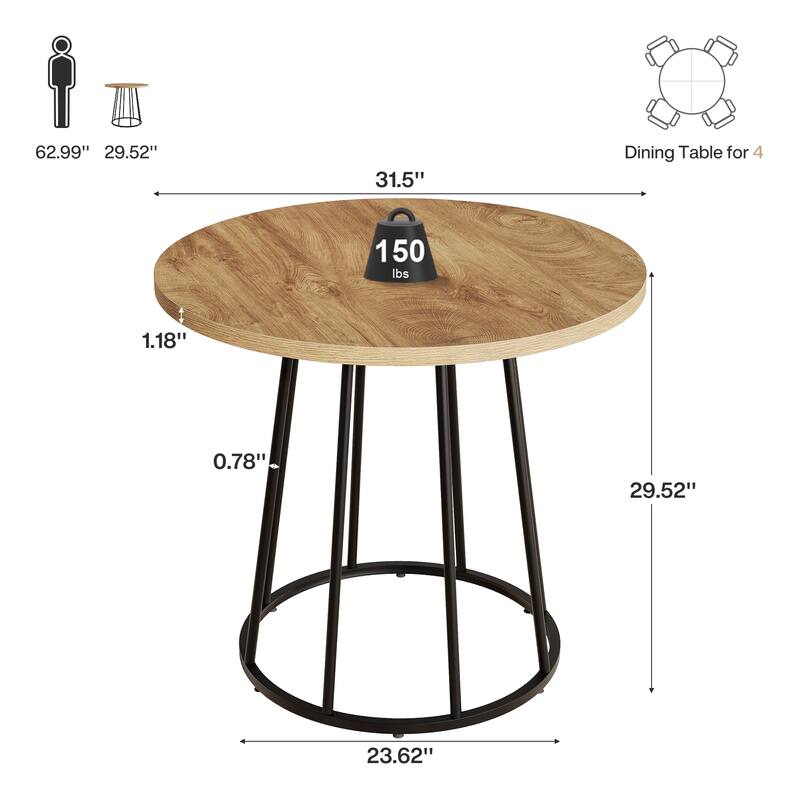 31.5-Inch Round Dining Table For Small Space