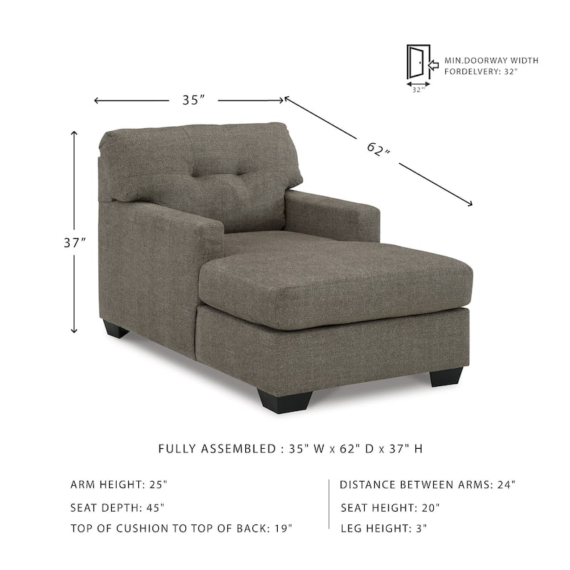 Signature Design by Ashley Mahoney Chaise - 35"W x 62"D x 37"H