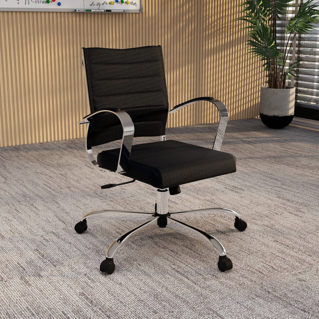 Benmar Ergonomic Mesh Office Chair with Adjustable Height, Tilt, Swivel, Stainless Steel Frame, Lumbar Support & Smooth Casters