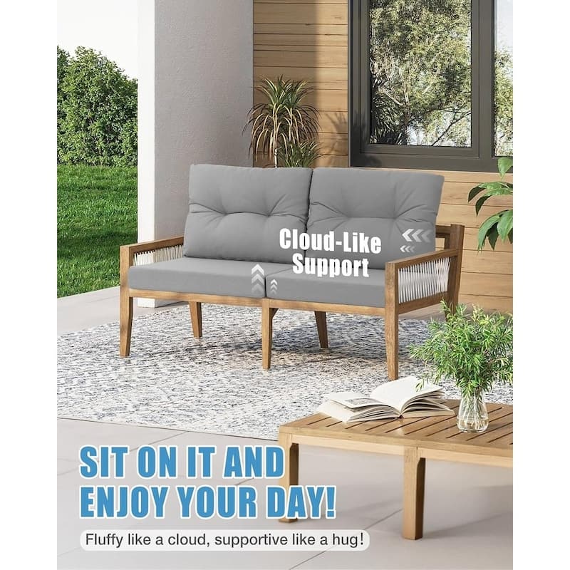 WINSOON 46 x 26 Inch Outdoor Loveseat Cushion Set Waterproof and Resistant