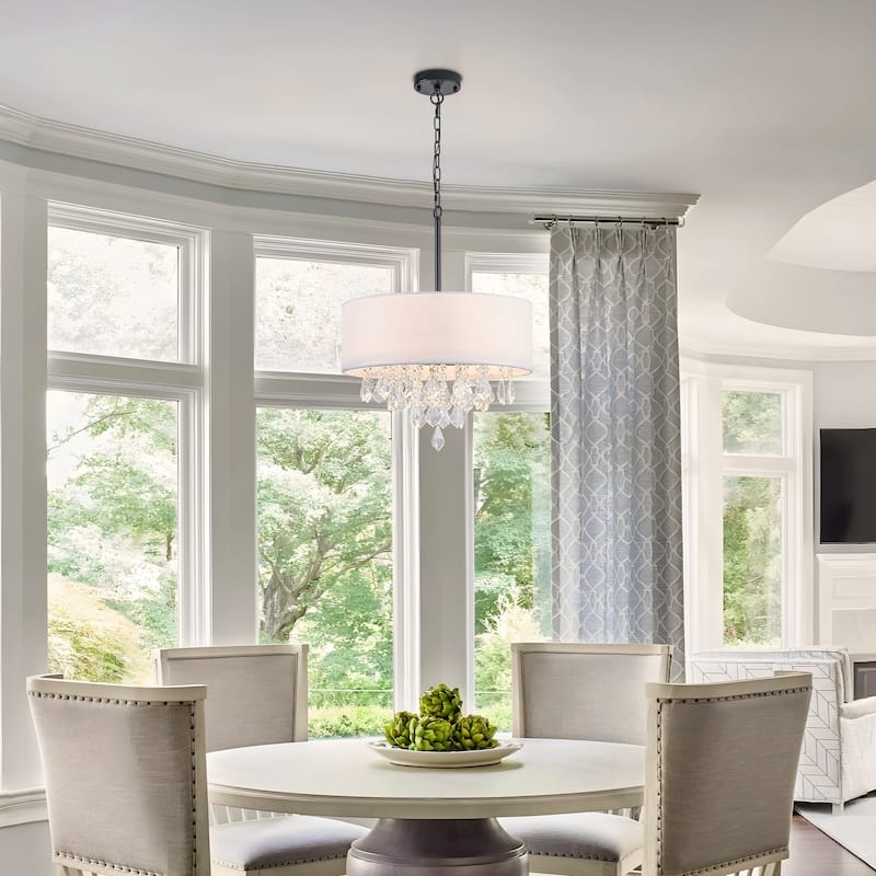 Starsky 5-Light Fabric Drum Chandelier with Crystal Accent