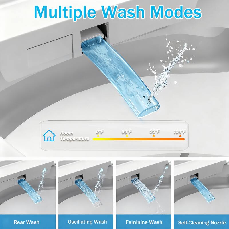 Smart Toilet with Auto Open Lid, Heated Seat & Bidet, One Piece Intelligent Toilet with Remote Control