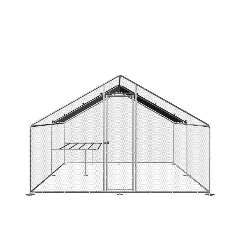 Large Metal Chicken Coop, Walk-in chicken coop,rabbit duck coop - Silver