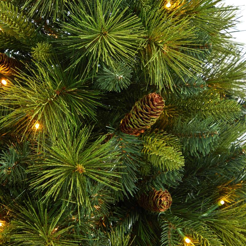 50in Small Christmas Tree with Lights & Berries - Festive Holiday Decor with White Planter - Green - 50