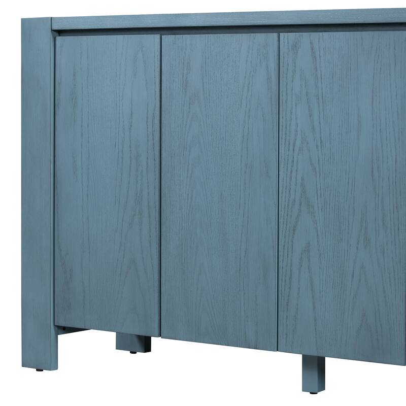 Retro 4-Door Buffet Cabinet with Adjustable Shelves Storage, for Dining Room, Kitchen and Living Room, Navy