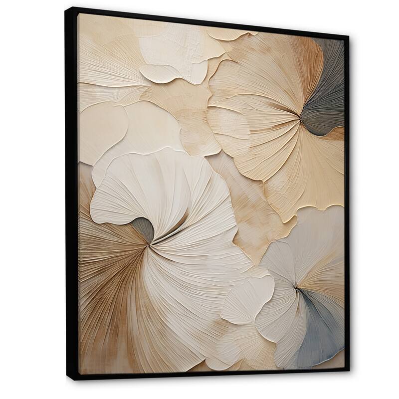 Designart "Beige Minimalism Elegance In Bloom " Flowers Framed Canvas Prints