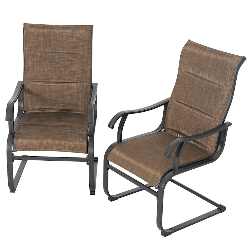 Outdoor Patio Dining Chairs, Breathable Textilene, Iron Frame