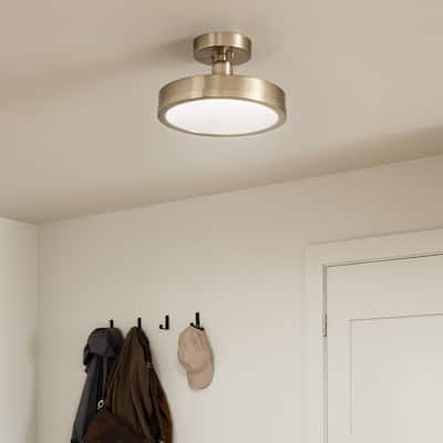 Kichler Lighting Riu 14.25 in. 1-Light Champagne Bronze Integrated LED Semi-Flush Mount Light