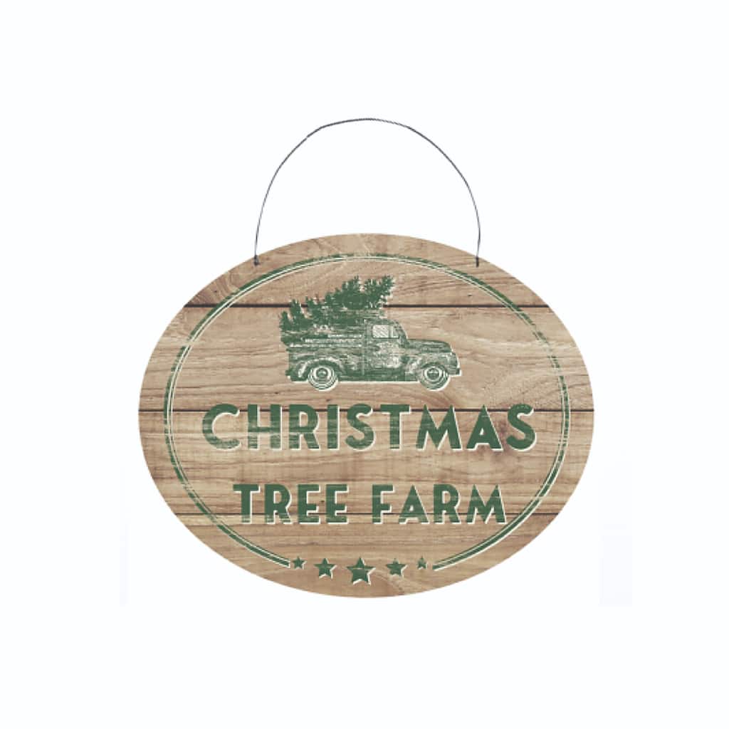 10" Car "Christmas Tree Farm" Round Wall Sign